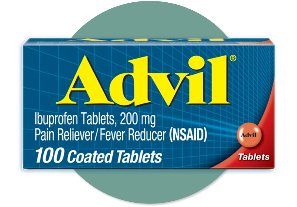 Advil with green circle background